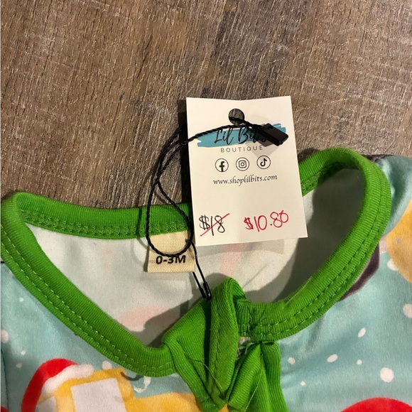 Green Construction Print Kids One Piece - Picture 3 of 3